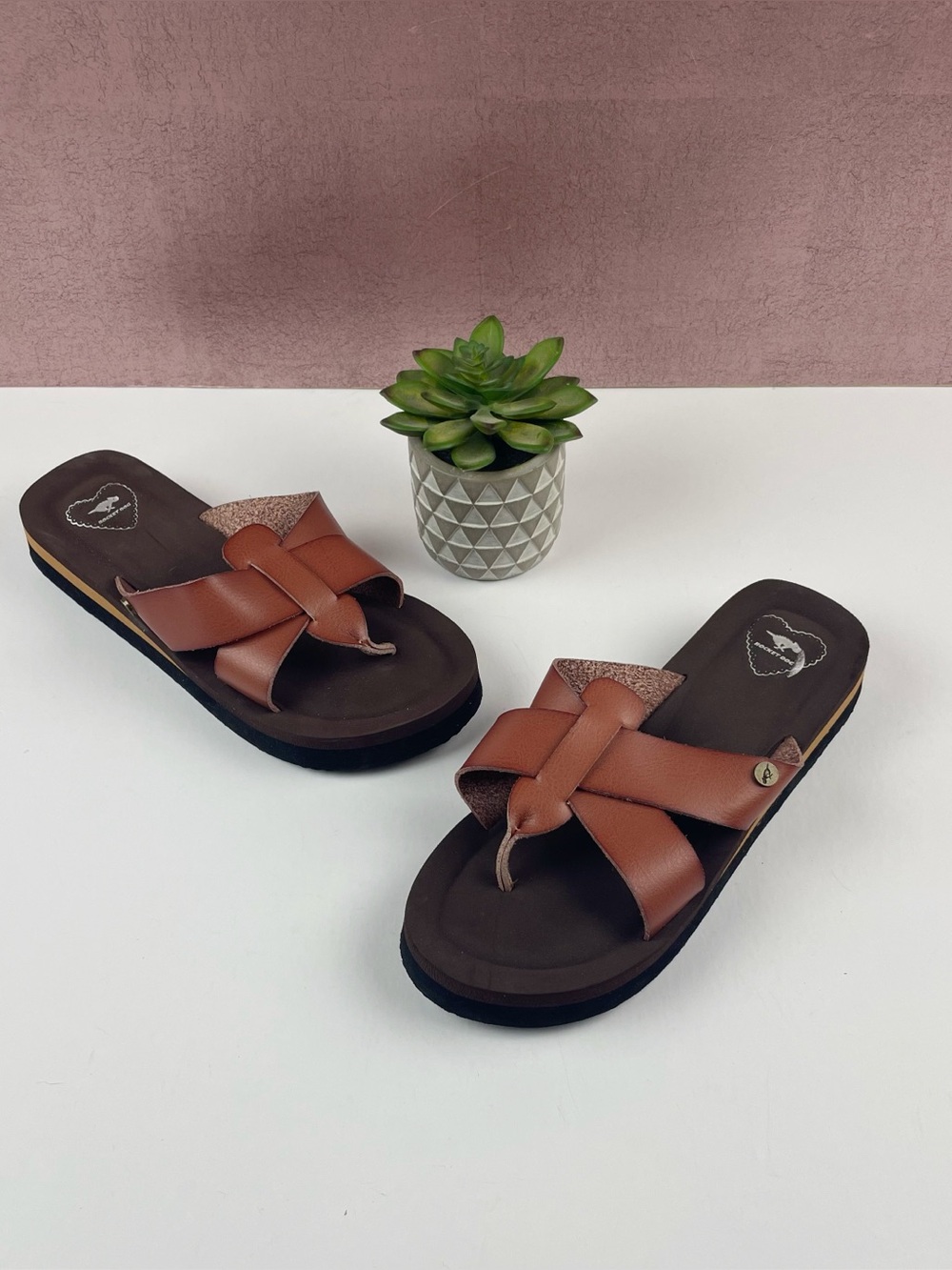 Rocket Dog Brown Black Open Toe Sandals Shoes Women Size 8